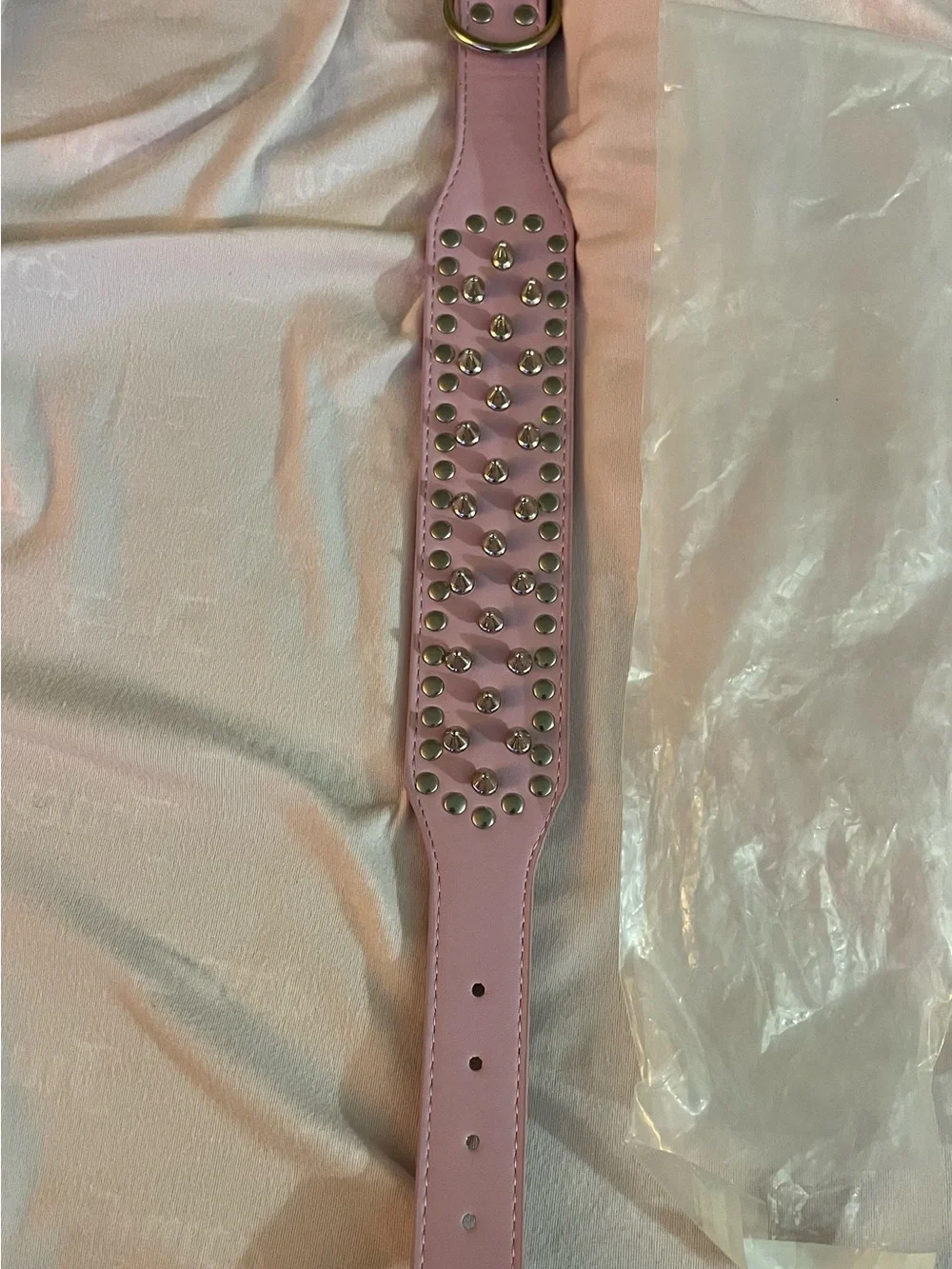 Pink Spiked Studded Pet/human Collar Small Cat Dog Adjustable 20in L NWT